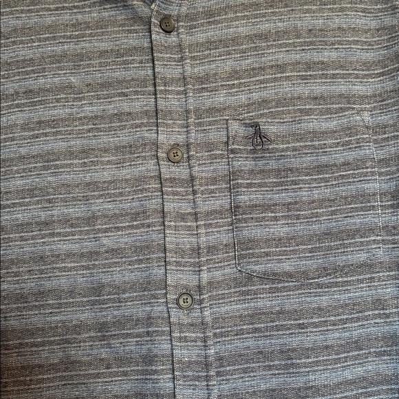 Original Penguin men’s blue striped long sleeve button down shirt size medium - Picture 3 of 8